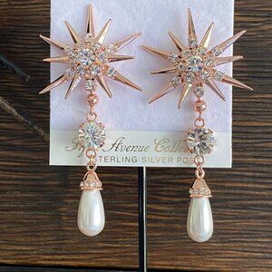 Rose Gold Starburst Swarovski Crystal Dangle Earrings​​
